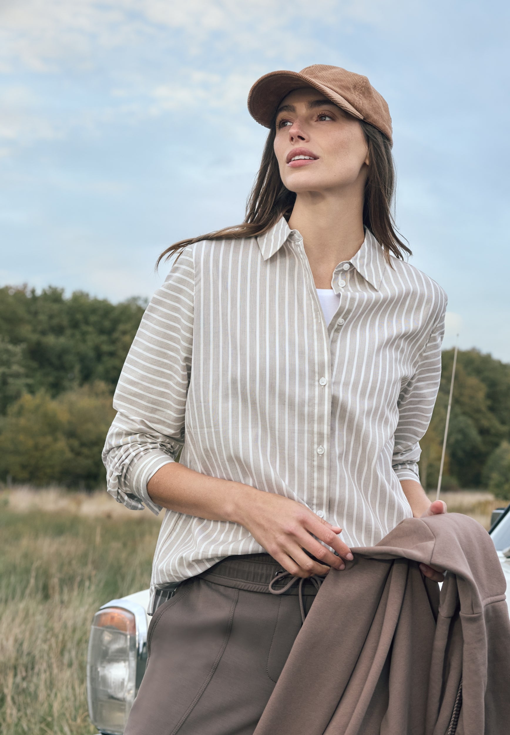 Gestreifte Hemdbluse urban taupe Bild 3