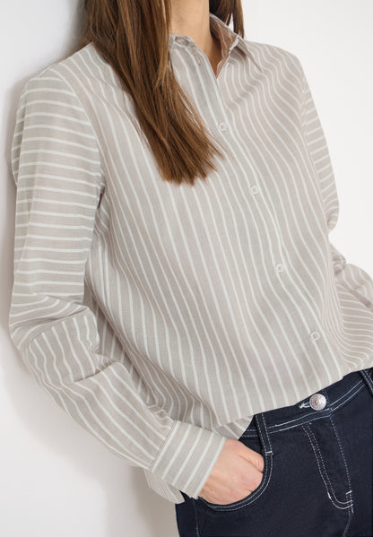 Gestreifte Hemdbluse urban taupe Bild 3