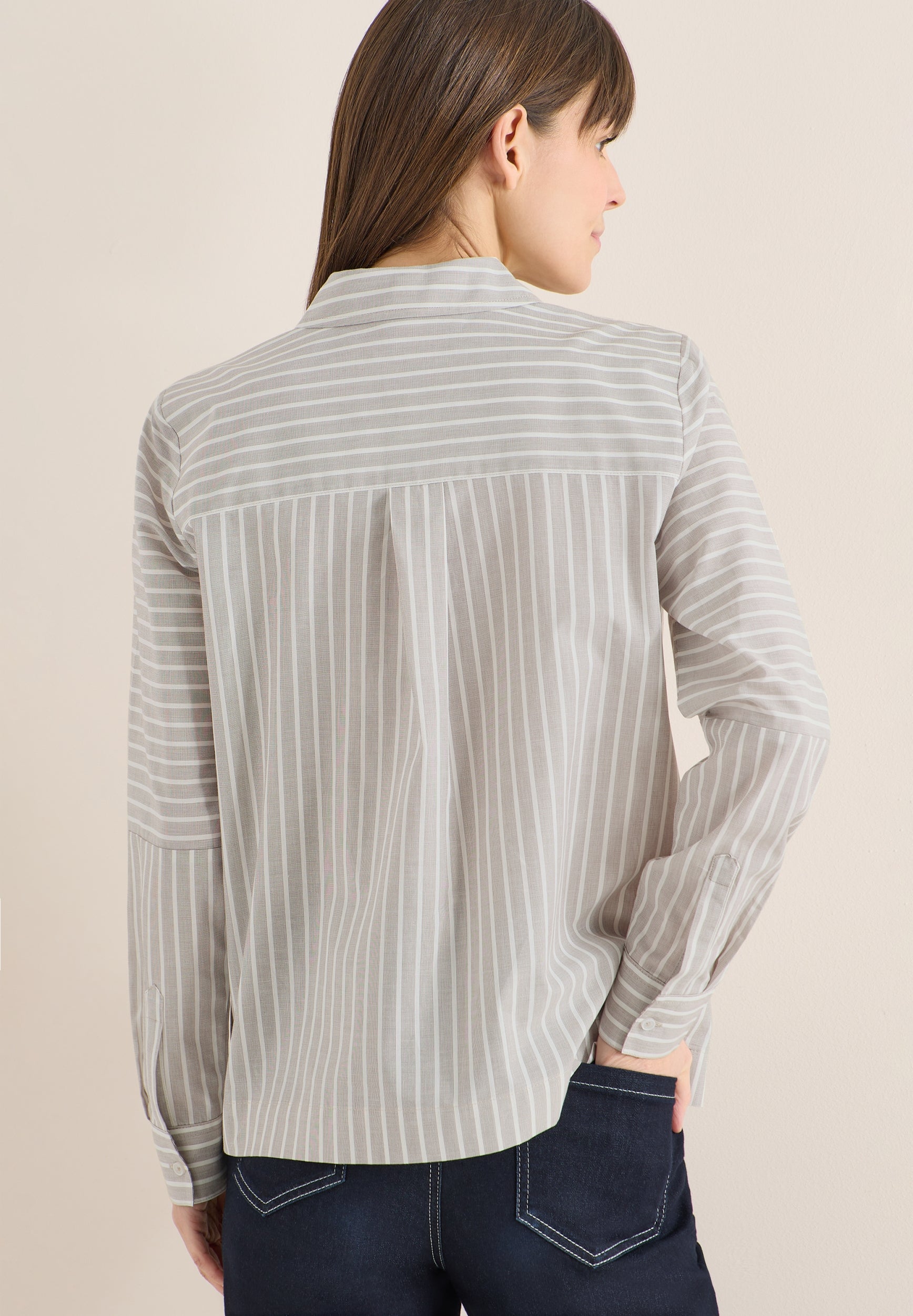 Gestreifte Hemdbluse urban taupe Bild 4