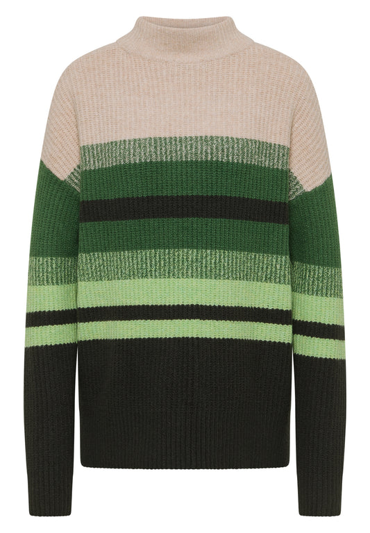 Gestreifter Mouliné Pullover raw khaki Bild 1