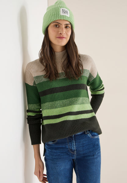 Gestreifter Mouliné Pullover raw khaki Bild 6