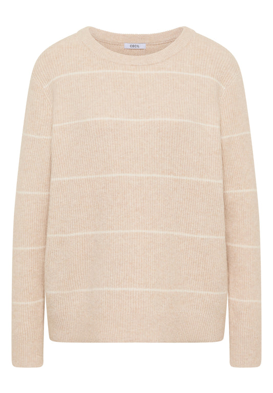 Gestreifter Strukturpullover desert beige melange Bild 1