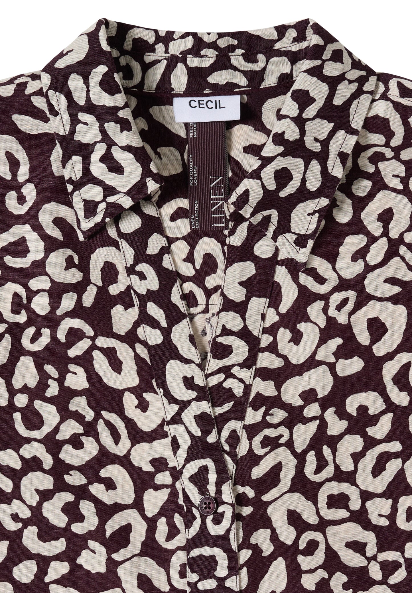 Hemdbluse mit Leo-Print aus Leinenmix rich burgundy Bild 2