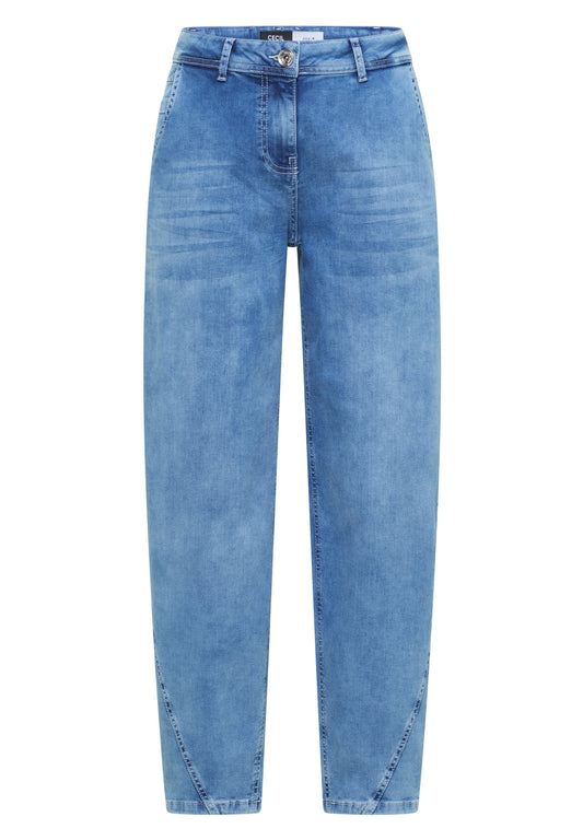 High Waist Barrel Leg Jeans im Loose Fit light blue random bleached Bild 1
