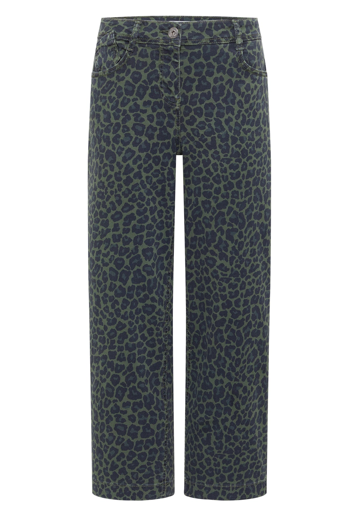 High Waist Wide Leg Jeans mit Leo-Muster dried olive green Bild 1
