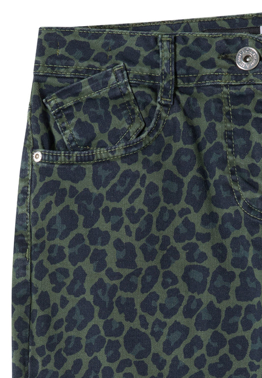 High Waist Wide Leg Jeans mit Leo-Muster dried olive green Bild 2