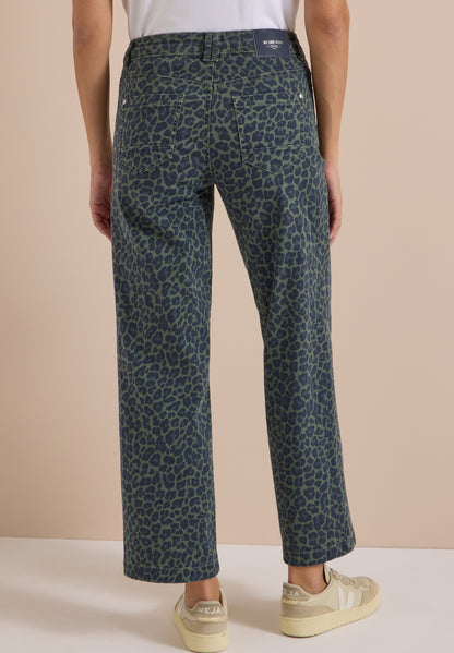High Waist Wide Leg Jeans mit Leo-Muster dried olive green Bild 4