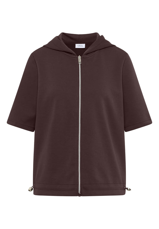 Kapuzenjacke mit seitlcihen Tunnelzügen brown cacao Bild 1