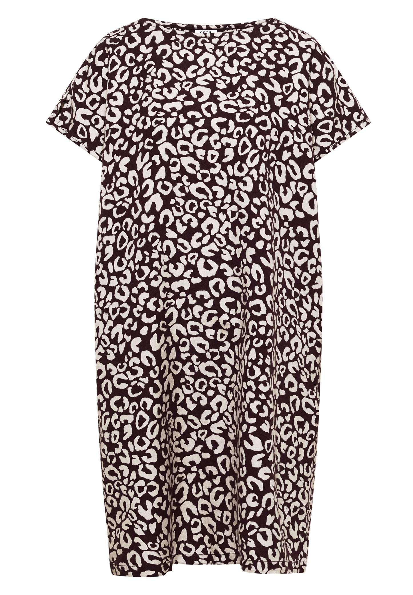 Knielanges Kleid aus Leinenmix mit Print rich burgundy Bild 1