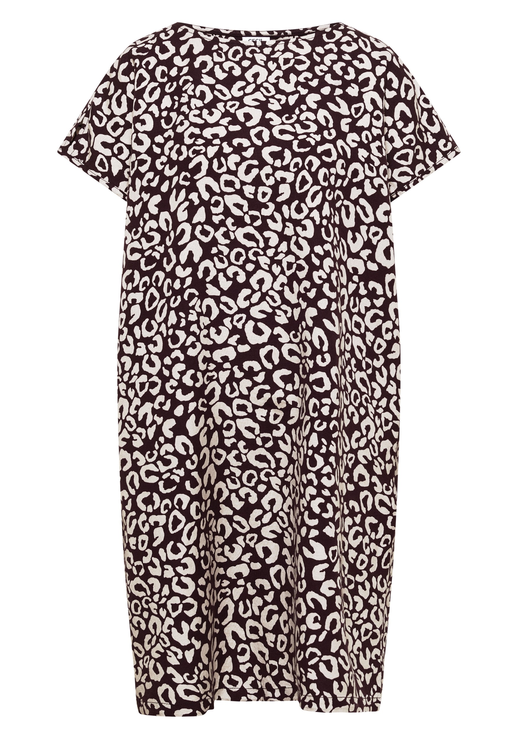 Knielanges Kleid aus Leinenmix mit Print rich burgundy Bild 1