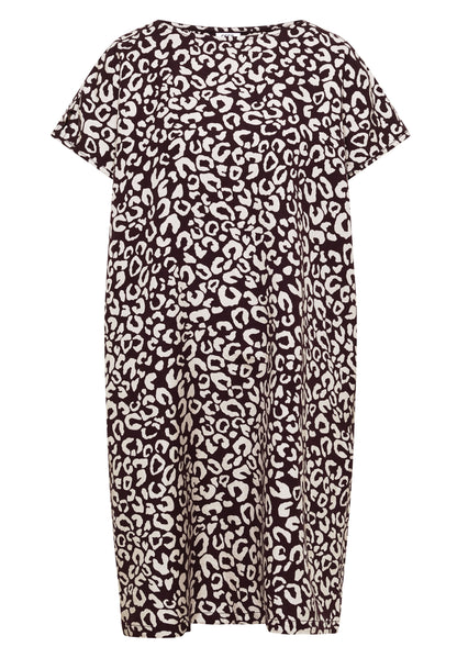 Knielanges Kleid aus Leinenmix mit Print rich burgundy Bild 1