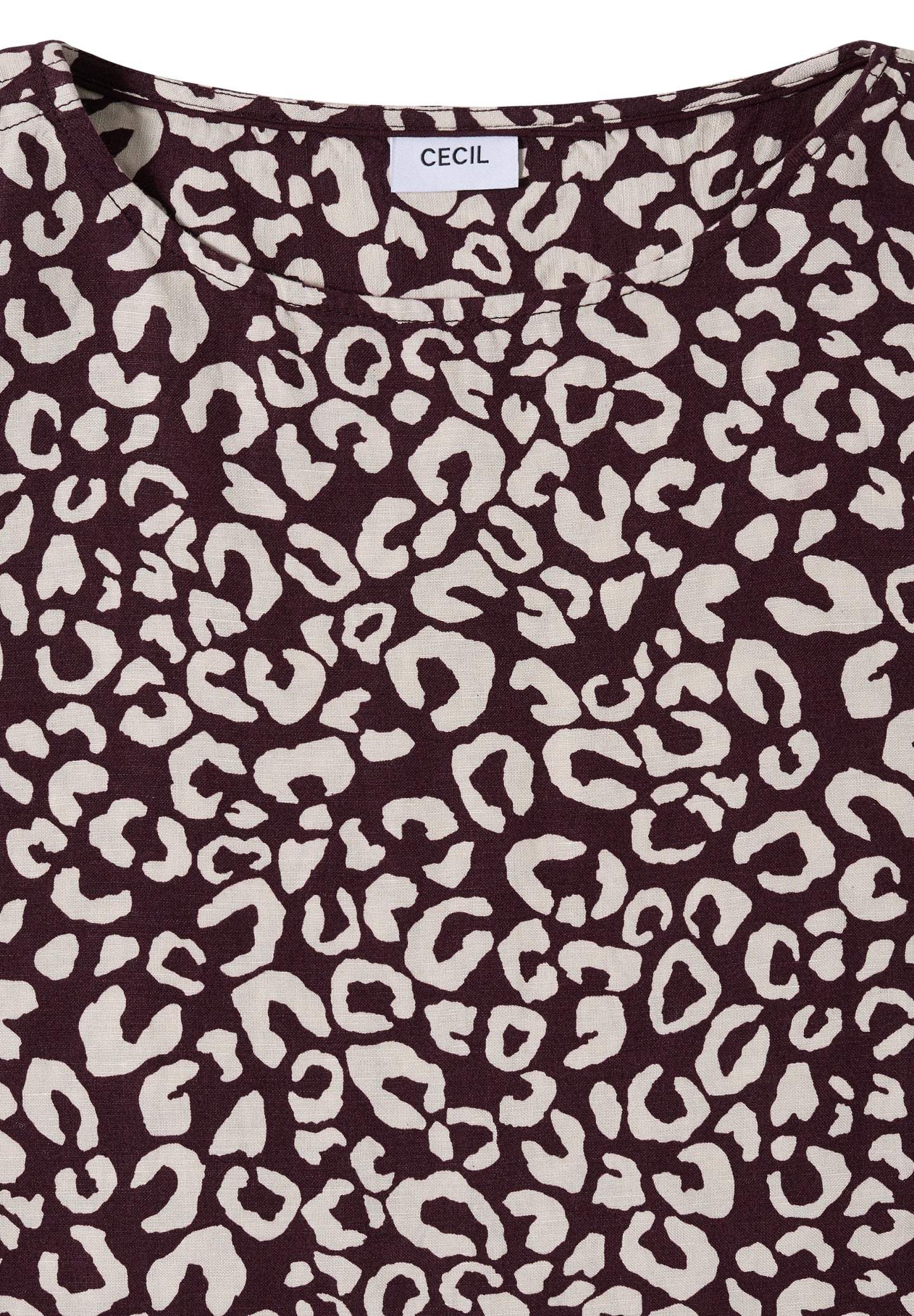 Knielanges Kleid aus Leinenmix mit Print rich burgundy Bild 2