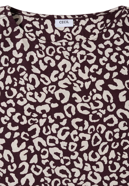 Knielanges Kleid aus Leinenmix mit Print rich burgundy Bild 2
