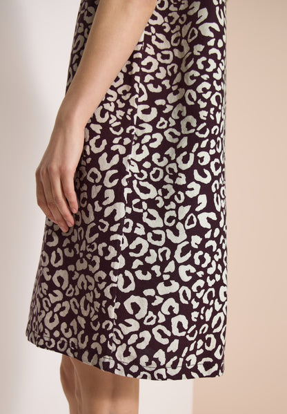 Knielanges Kleid aus Leinenmix mit Print rich burgundy Bild 7