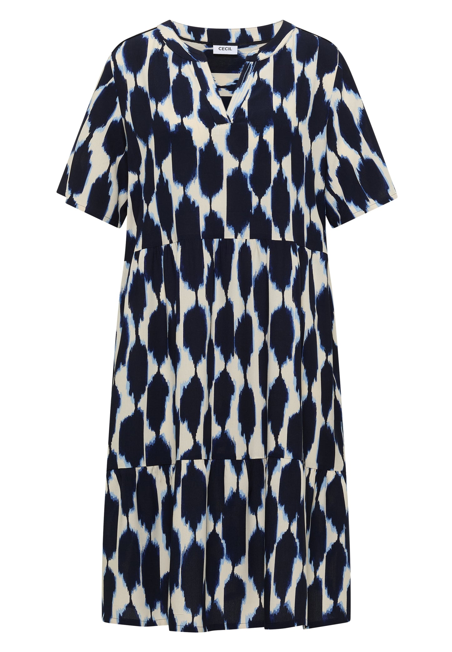 Knielanges Kleid mit Split Neck und Struktur urban dark blue Bild 1