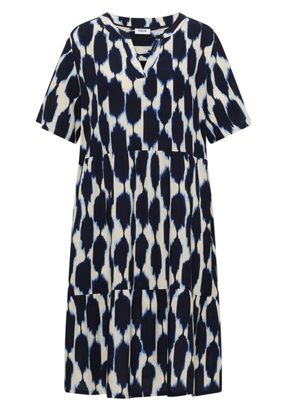 Knielanges Kleid mit Split Neck und Struktur urban dark blue Bild 1