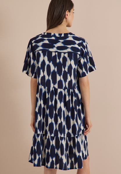 Knielanges Kleid mit Split Neck und Struktur urban dark blue Bild 4