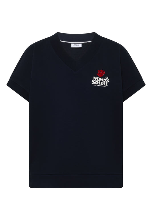 Kurzarm Sweatshirt mit Backprint universal blue Bild 1