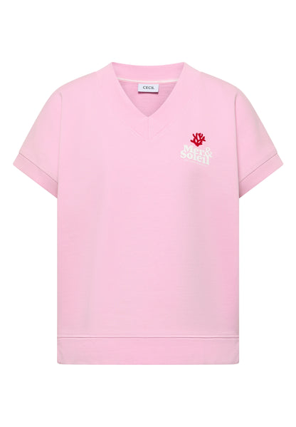Kurzarm Sweatshirt mit Backprint light blush rose Bild 1