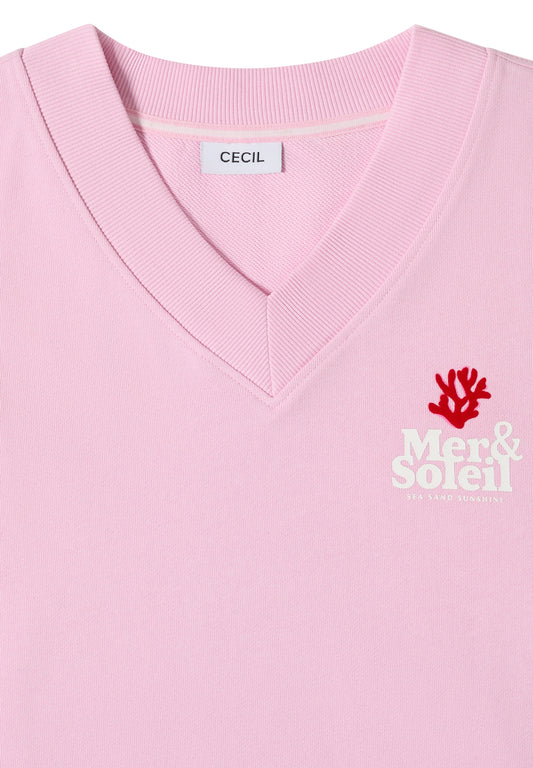 Kurzarm Sweatshirt mit Backprint light blush rose Bild 2