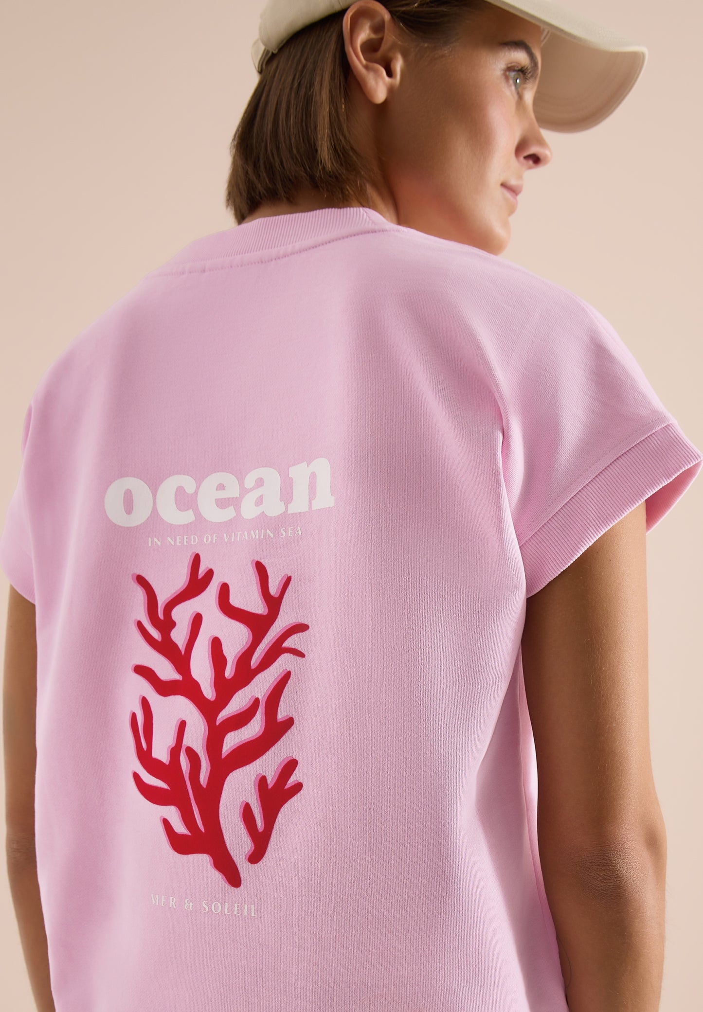 Kurzarm Sweatshirt mit Backprint light blush rose Bild 3