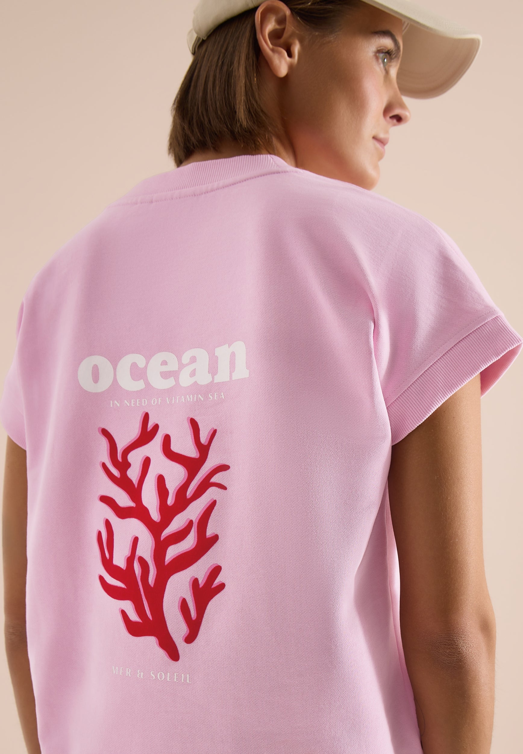 Kurzarm Sweatshirt mit Backprint light blush rose Bild 3