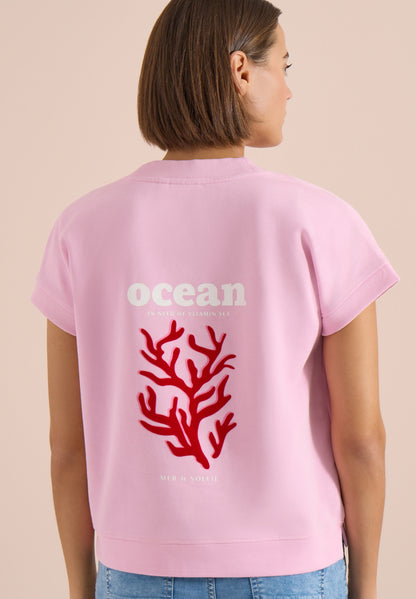 Kurzarm Sweatshirt mit Backprint light blush rose Bild 4