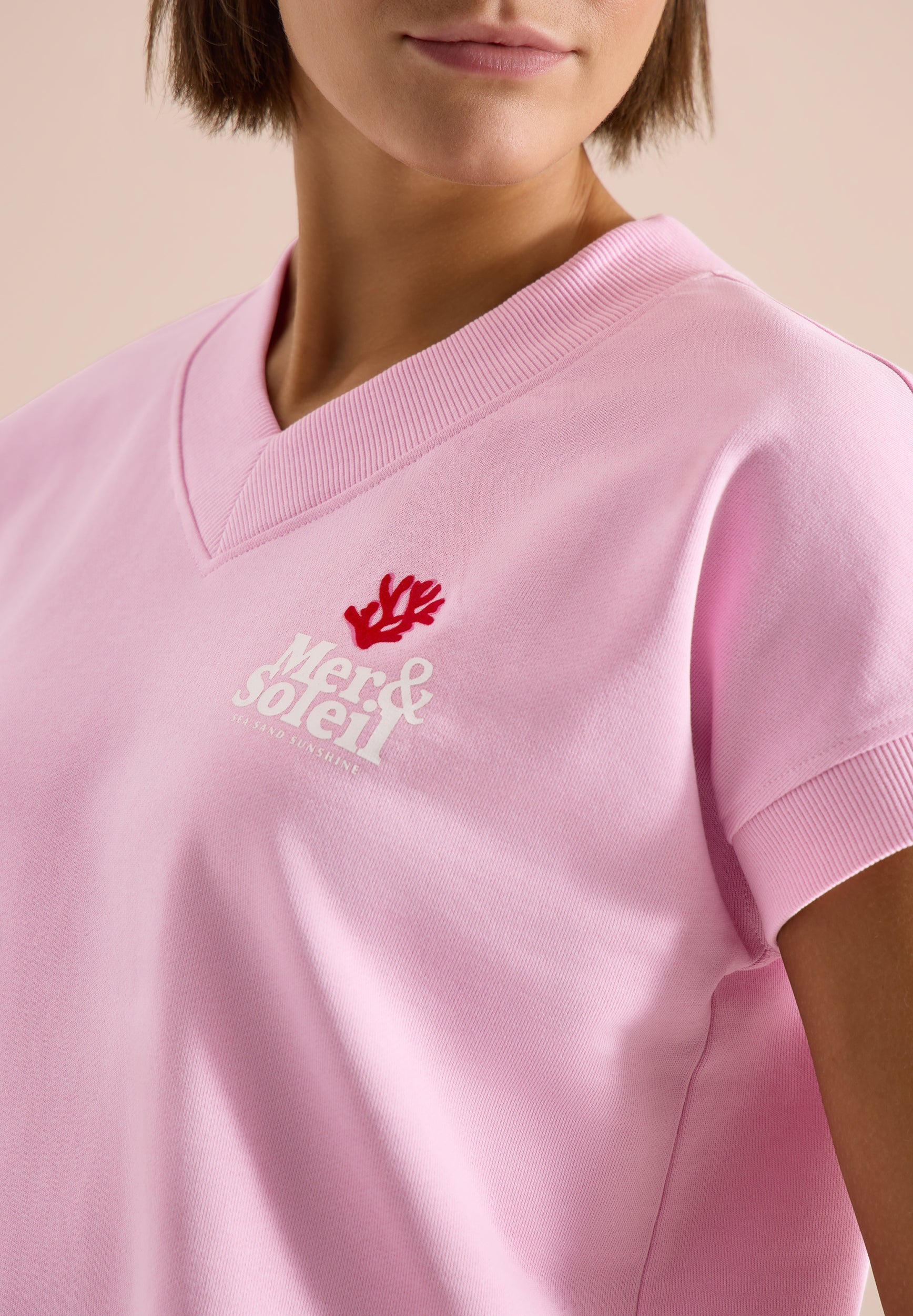 Kurzarm Sweatshirt mit Backprint light blush rose Bild 6
