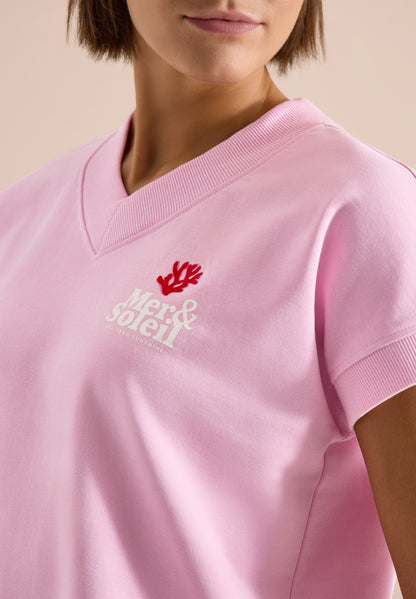 Kurzarm Sweatshirt mit Backprint light blush rose Bild 6