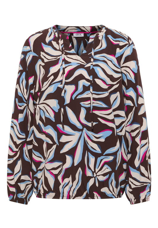 Langarm Bluse mit floralem Print macchiato brown Bild 1