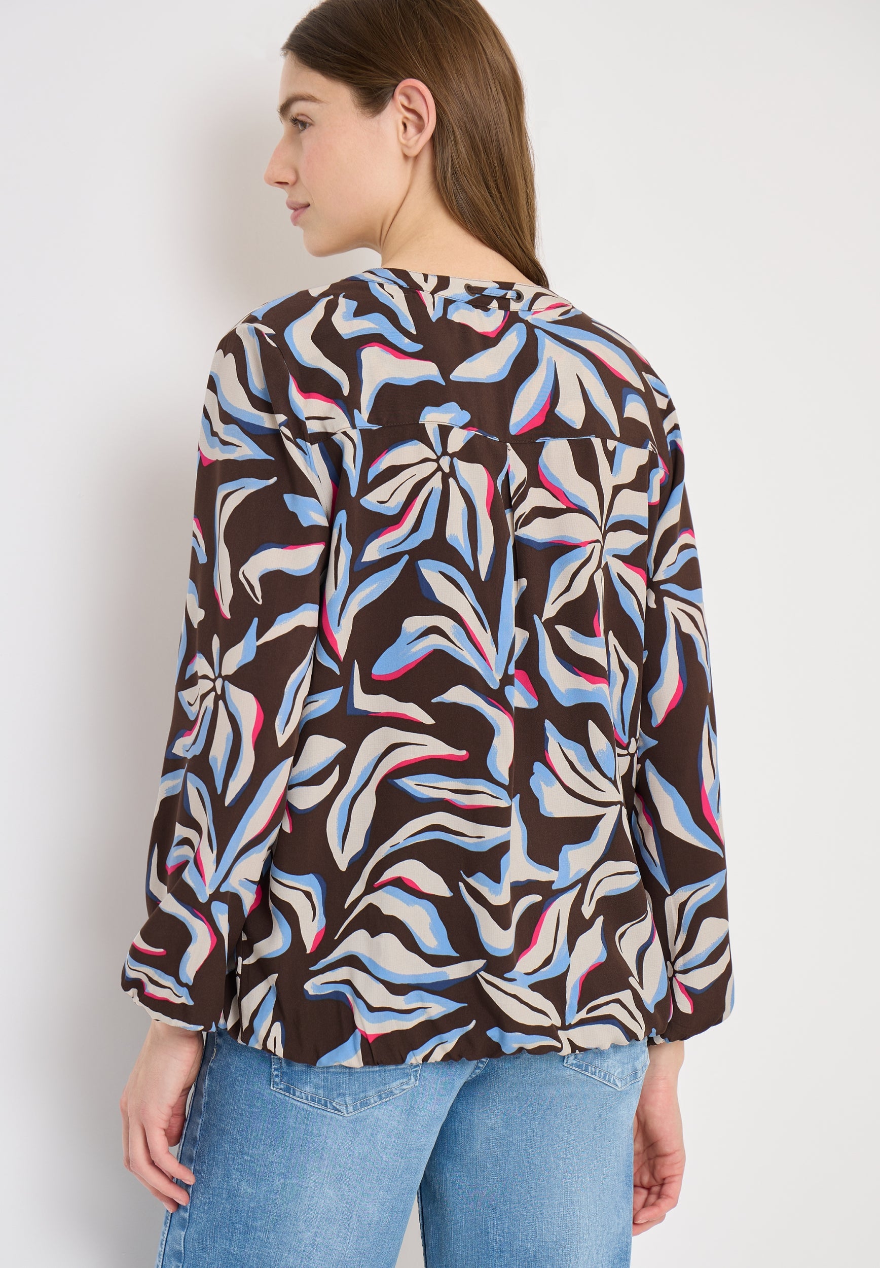 Langarm Bluse mit floralem Print macchiato brown Bild 4