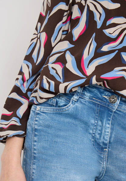 Langarm Bluse mit floralem Print macchiato brown Bild 7