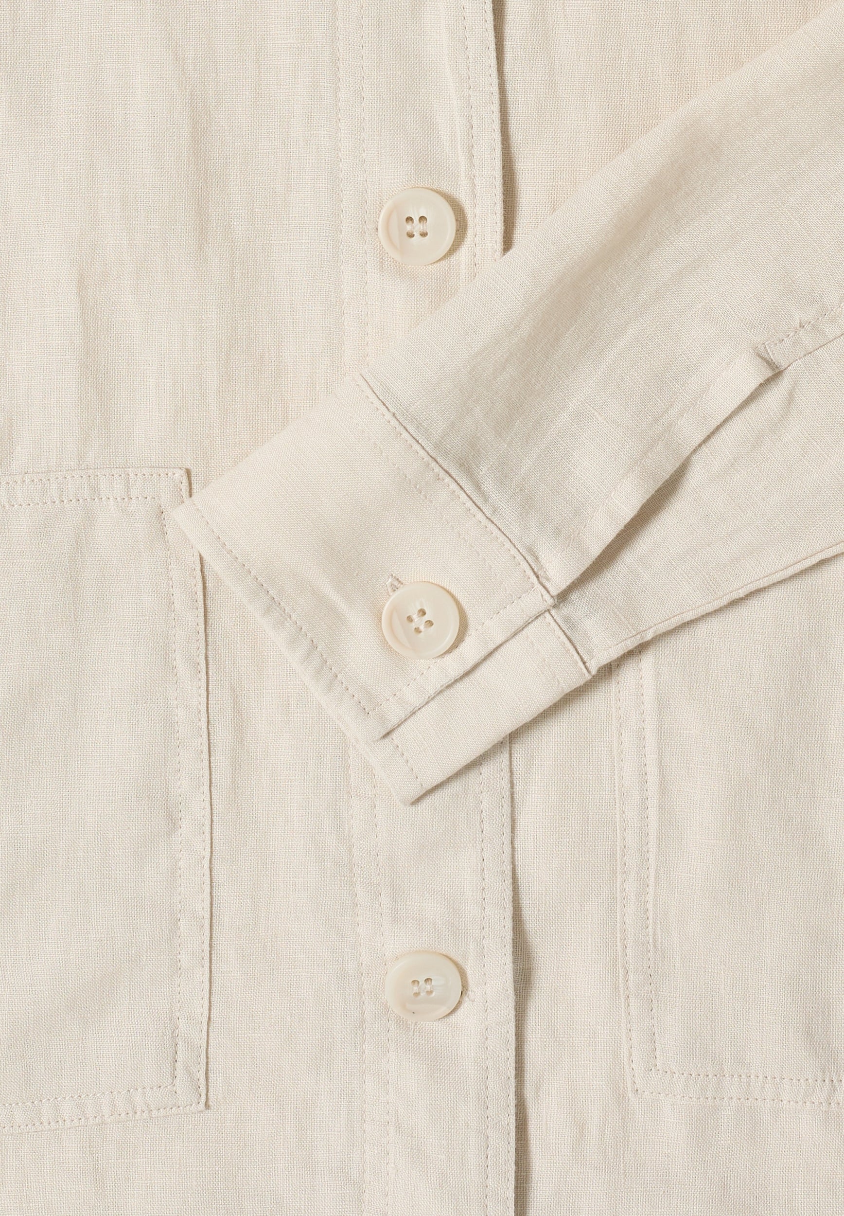 Langarm Bluse mit Hemdkragen aus Leinen macadamia beige Bild 2