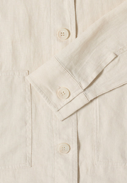 Langarm Bluse mit Hemdkragen aus Leinen macadamia beige Bild 2
