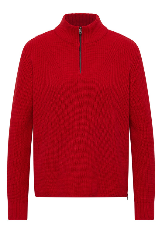 Langarm Pullover mit Stehkragen und Zipper flame red Bild 1