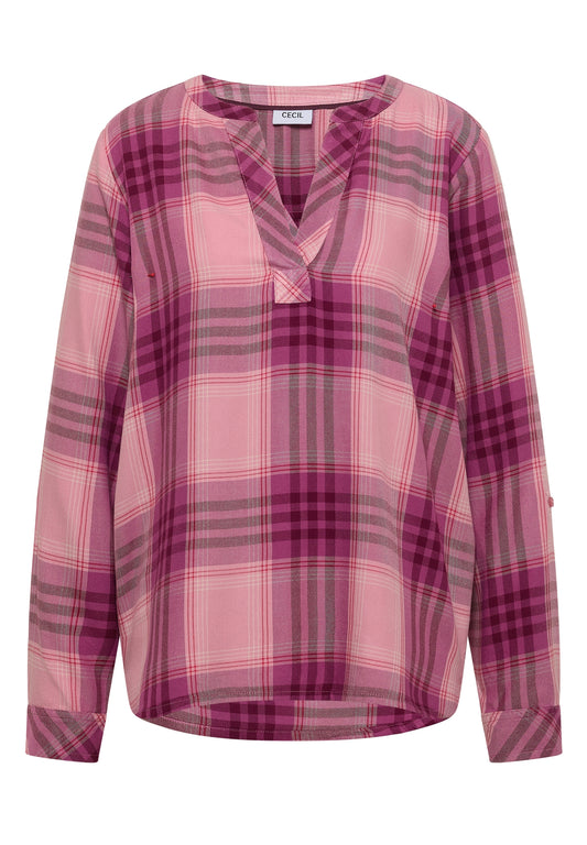 Langarm Tunika mit Karomuster velvet rose Bild 1