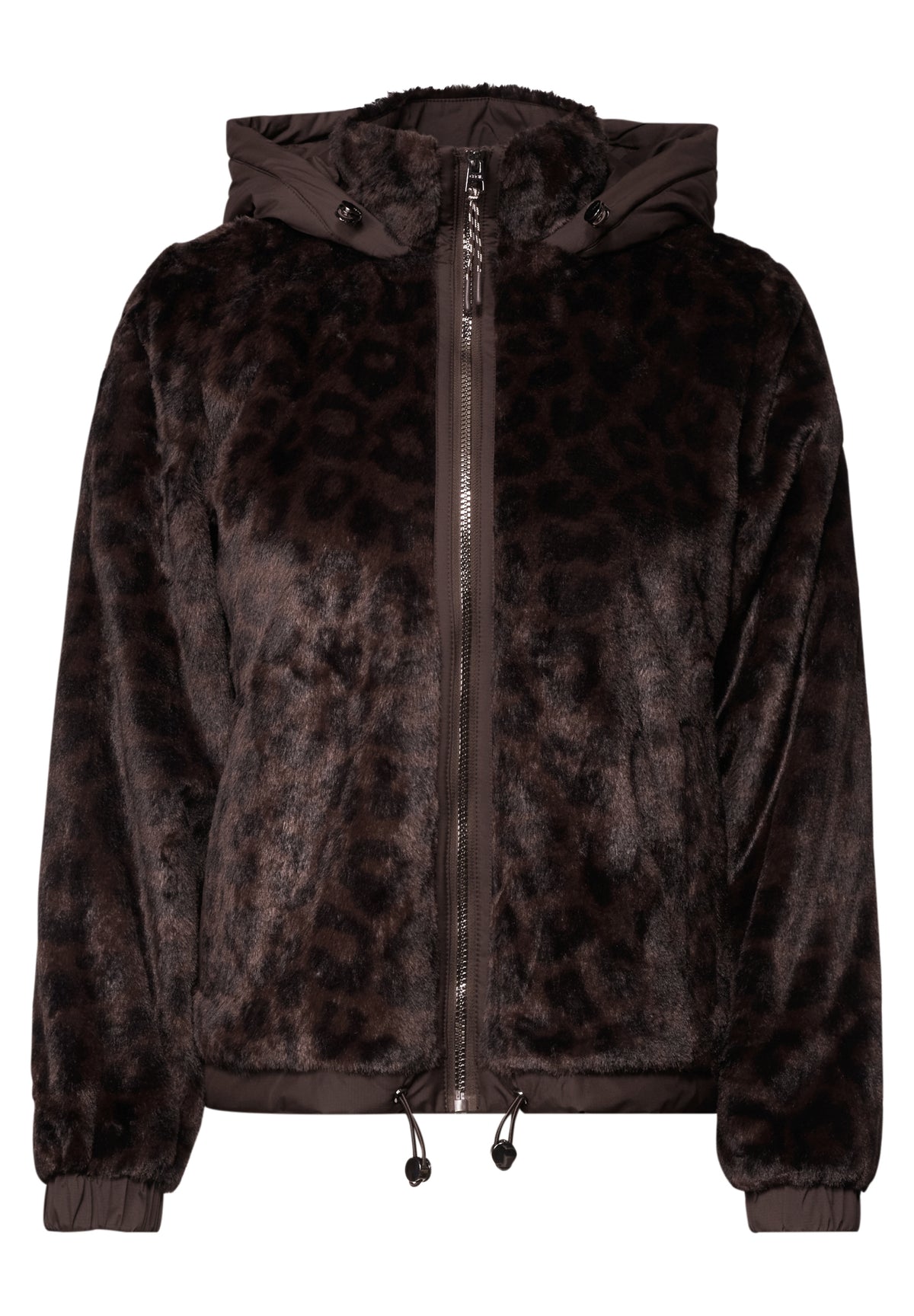 Fake Fur Jacke mit Softshell-Kapuze truffle brown Bild 1