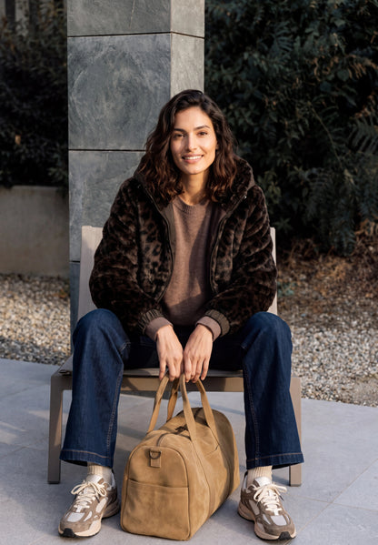 Fake Fur Jacke mit Softshell-Kapuze truffle brown Bild 5
