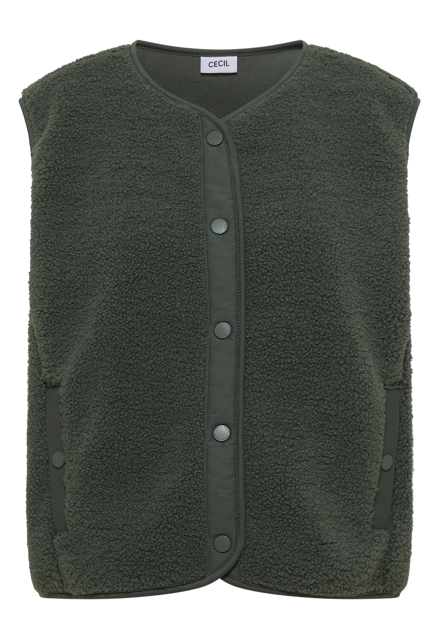 Teddy-Weste mit Softshelldetails dried olive green Bild 1