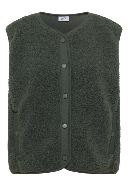 Teddy-Weste mit Softshelldetails dried olive green Bild 1