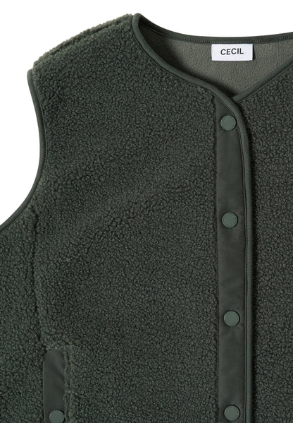 Teddy-Weste mit Softshelldetails dried olive green Bild 2