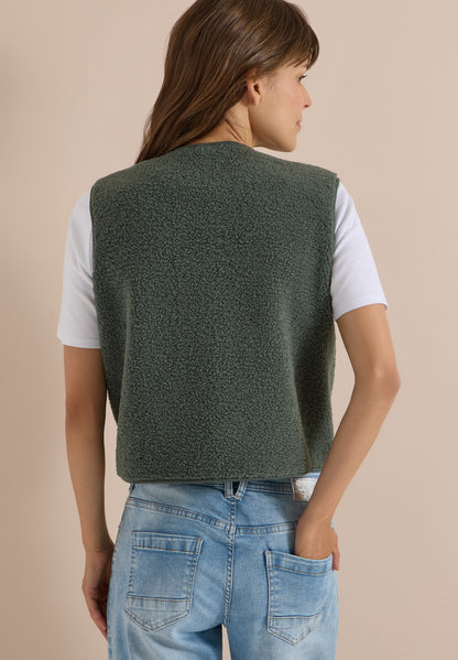 Teddy-Weste mit Softshelldetails dried olive green Bild 4