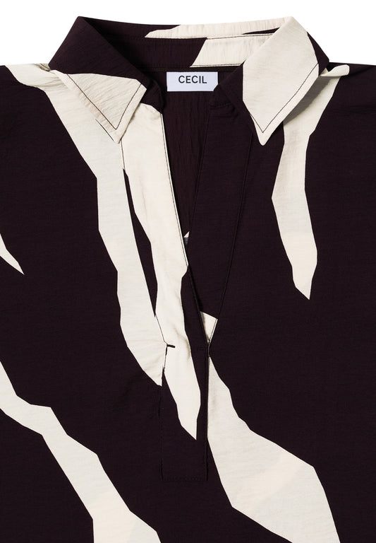 Print-Bluse mit Tapebündchen eggplant red Bild 2