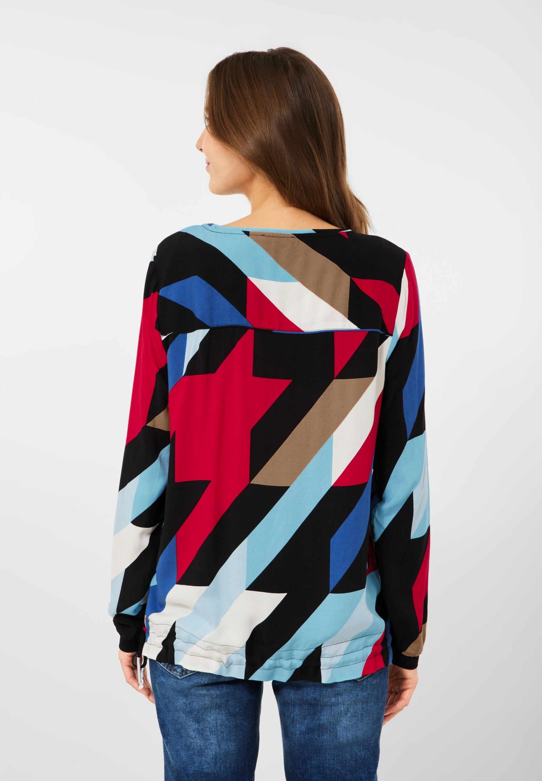 Printed Round Neck Blouse Black Bild 3