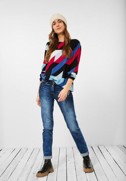 Printed Round Neck Blouse Black Bild 4