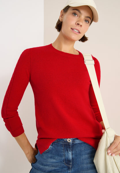 Pullover mit Strickdetail fiery red Bild 3