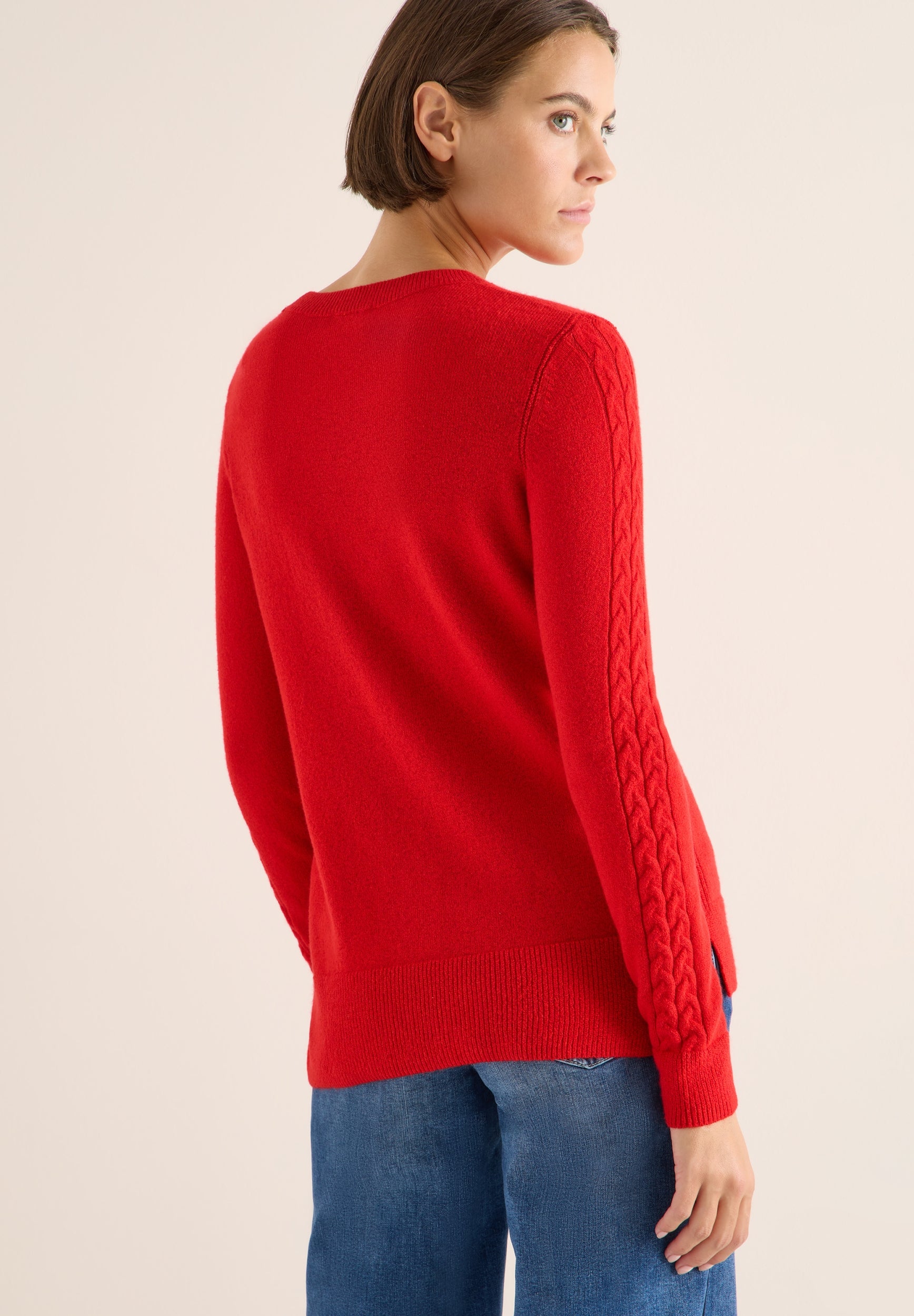 Pullover mit Strickdetail fiery red Bild 4