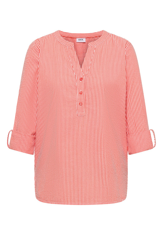Gestreifte Seersucker Bluse cherry tomato orange Bild 1
