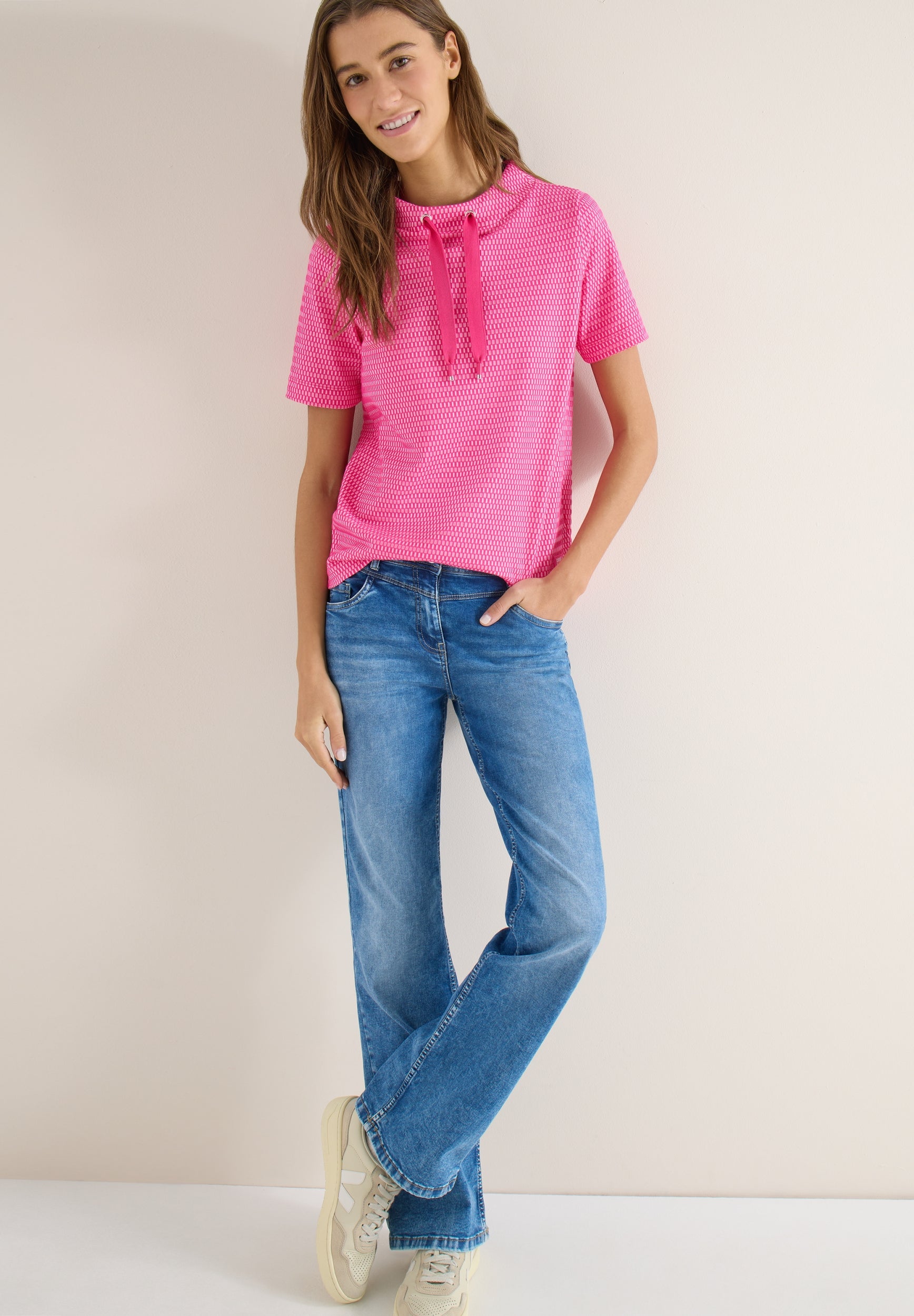 Shirt mit Funnel Neck im Two-Tone-Look beetroot pink Bild 3