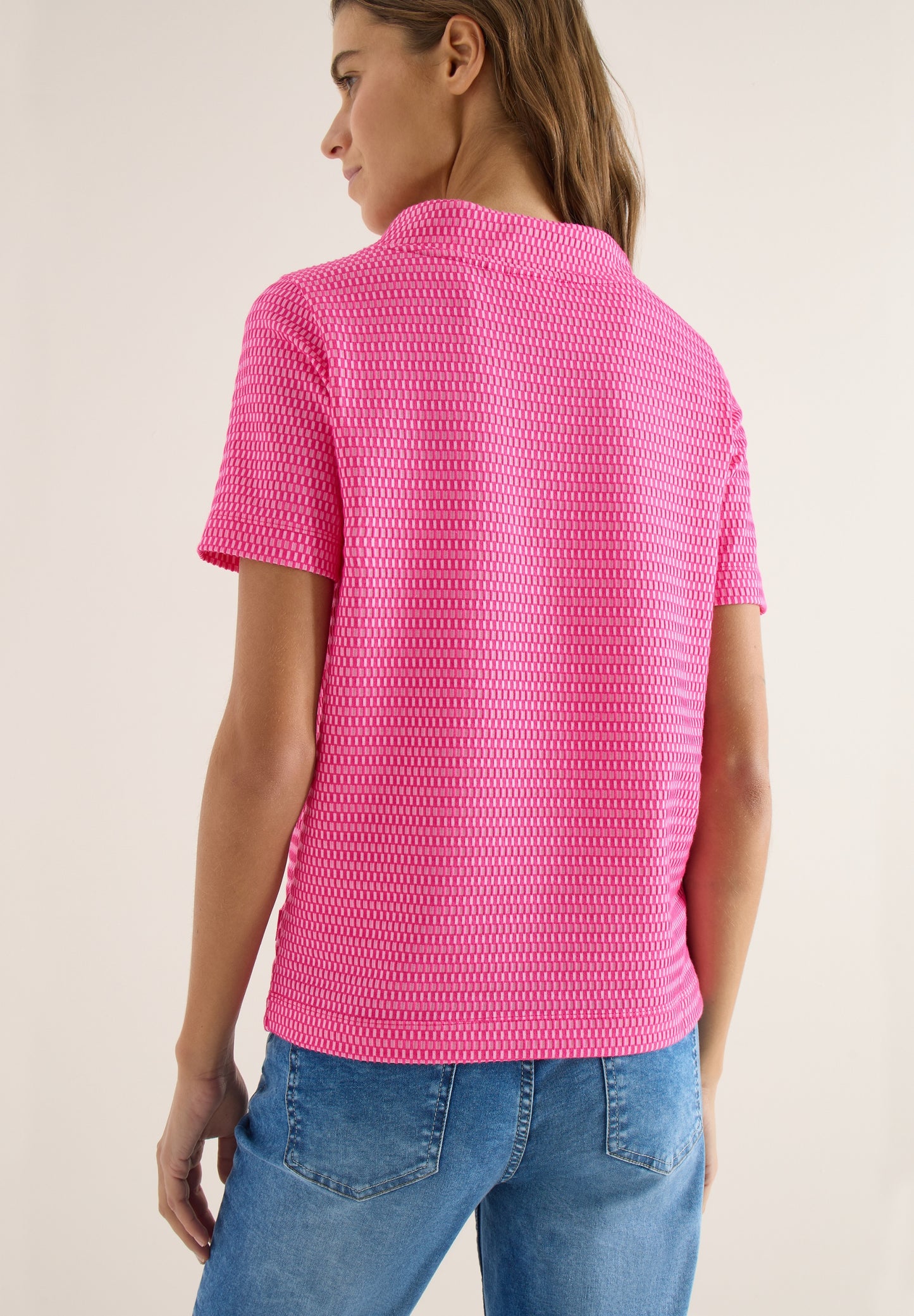 Shirt mit Funnel Neck im Two-Tone-Look beetroot pink Bild 4